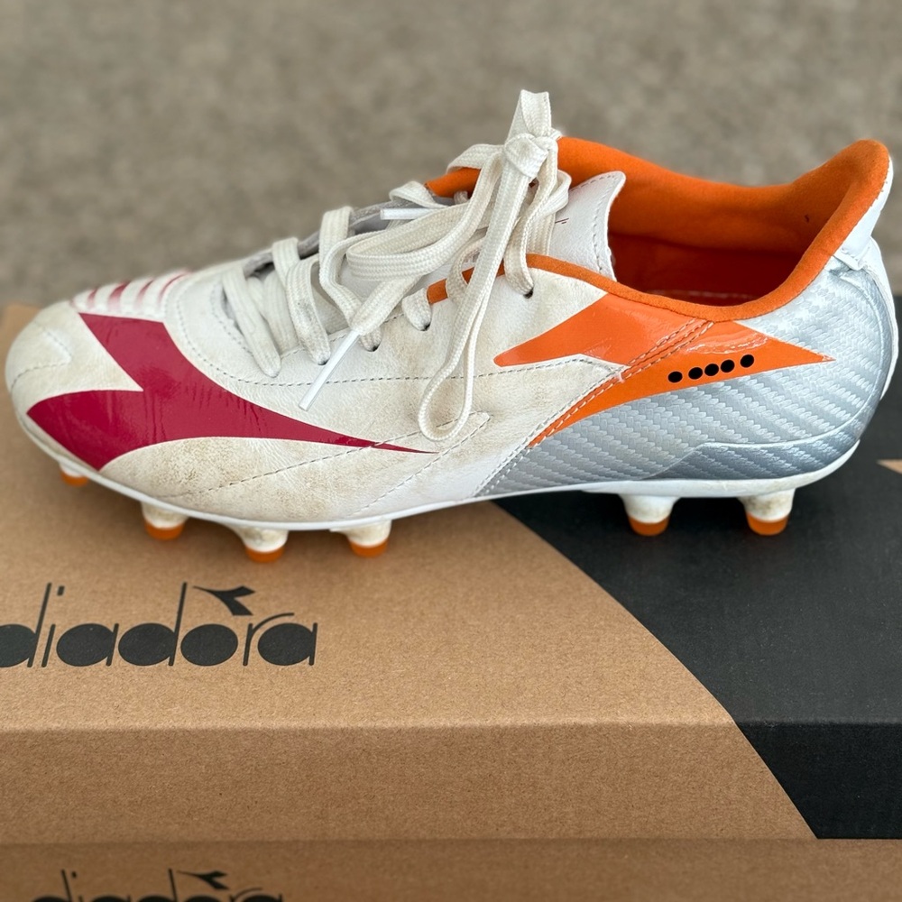 Diadora Maximus Elite LT Soccer Cleats - White and Orange